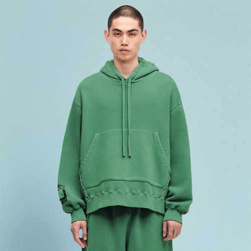 Chanjoye Cut and Sew Streetwear Custom Patch Work Drop Shoulder Hoodie Cotton Distressed Hoodie Supplier