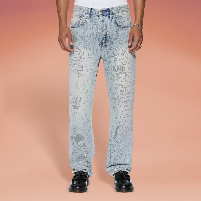 Chanjoye Distressed Prints Jeans | Vintage Pants manufacturers | High Quality Oversized Pants Wholesale