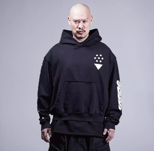 Chanjoye Cut and Sew Streetwear Custom Print Distressed Hoodie Cotton Hoodie Supplier
