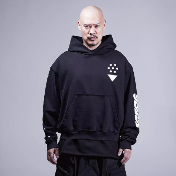 Chanjoye Cut and Sew Streetwear Custom Print Distressed Hoodie Cotton Hoodie Supplier