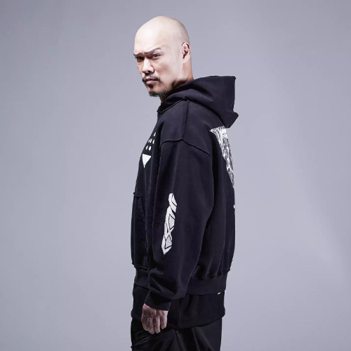 Chanjoye Cut and Sew Streetwear Custom Print Distressed Hoodie Cotton Hoodie Supplier