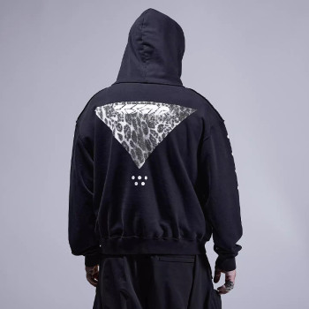 Chanjoye Cut and Sew Streetwear Custom Print Distressed Hoodie Cotton Hoodie Supplier