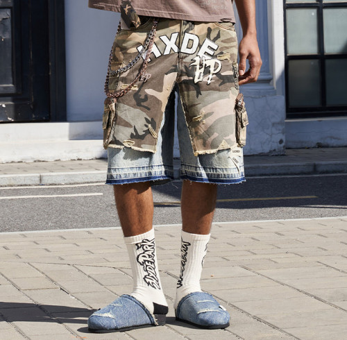 Chanjoye Streetwear shorts - Jogger Denim shorts - Acid washed Jeans