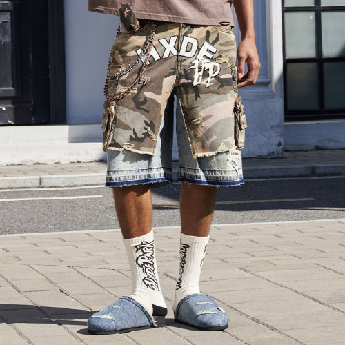 Chanjoye Streetwear shorts - Jogger Denim shorts - Acid washed Jeans