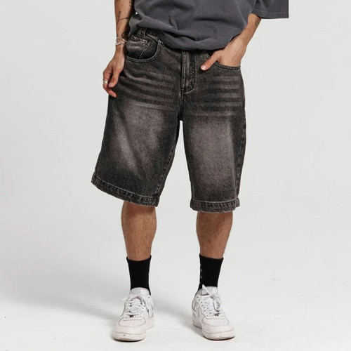 Chanjoye Print shorts - Baggy Denim shorts - Acid washed Jeans