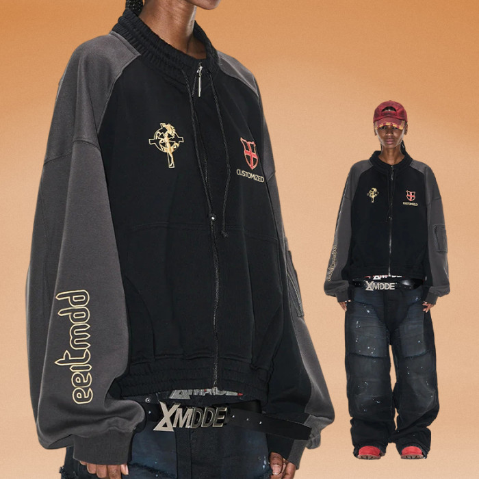 Chanjoye Custom Baseball Jacket | Vintage Custom Embroidery Jacket | Zip Up Oversize Jacket