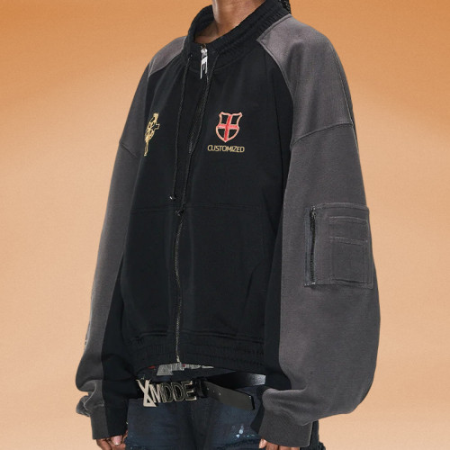 Chanjoye Custom Baseball Jacket | Vintage Custom Embroidery Jacket | Zip Up Oversize Jacket