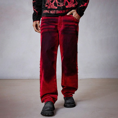 Chanjoye Dirty Wash Jeans | Gradient Color Jeans| Vintage Oversized Pants