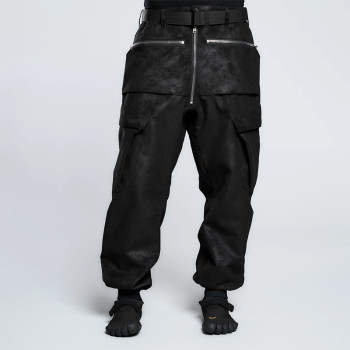 Chanjoye Big Pockets Pants | PU Heavyweight Pants| High Quality Oversized Pants