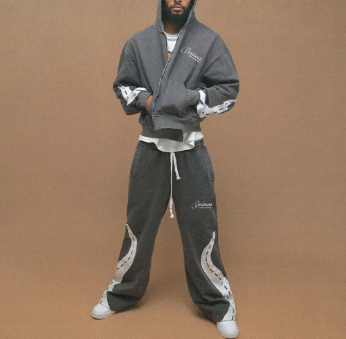 Chanjoye Custom Embroidery Training Jogging Wear | OEM Men Tracksuit 100% Cotton | Heavyweight Zip up Hoodie Set