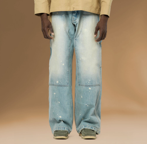 Chanjoye Wide leg jeans | Paint splatter Jeans| Vintage Oversized jeans