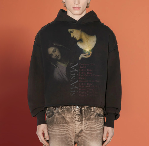 Chanjoye Cut and Sew Streetwear Custom Print Logos Distressed Hoodie Cotton Cropped Hoodie Supplier