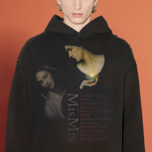 Chanjoye Cut and Sew Streetwear Custom Print Logos Distressed Hoodie Cotton Cropped Hoodie Supplier