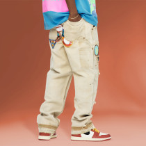 Chanjoye patch work Pants | Distressed vintage Jeans| Oversized Cargo Pants