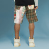 Chanjoye patch work Shorts | Flannel texture Shorts| Oversized Streetwear shorts