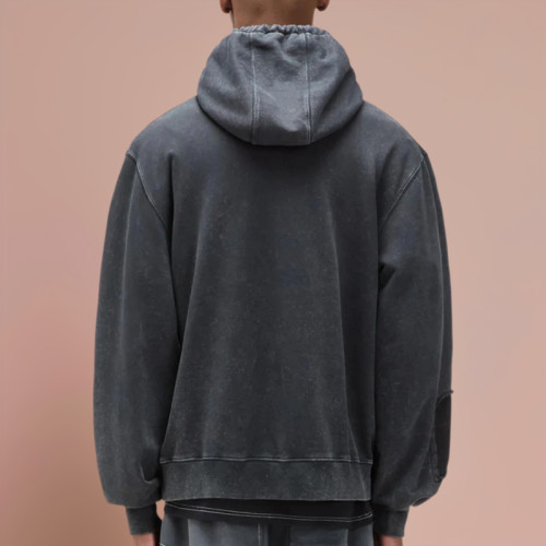 Chanjoye Cut and Sew Streetwear Custom Print Logos Distressed Hoodie Cotton Acid Wash Hoodie Supplier