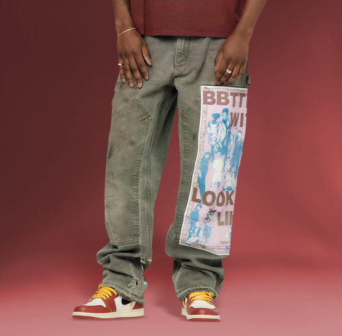 Chanjoye graphic patch pants | Y2K fashion vintage Pants | Oversized Cargo Pants