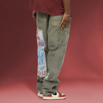 Chanjoye graphic patch pants | Y2K fashion vintage Pants | Oversized Cargo Pants