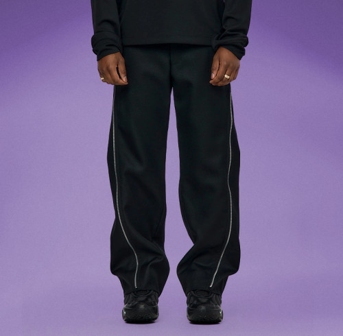 Chanjoye Wide leg pants | Reflective zipper Pants | Relaxed fit Pants