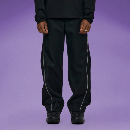 Chanjoye Wide leg pants | Reflective zipper Pants | Relaxed fit Pants