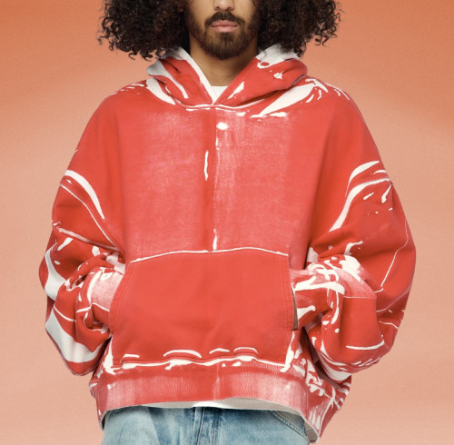 Chanjoye Cut and Sew Streetwear Custom Logos Drop Shoulder Hoodie Cotton Paint Hoodie Supplier