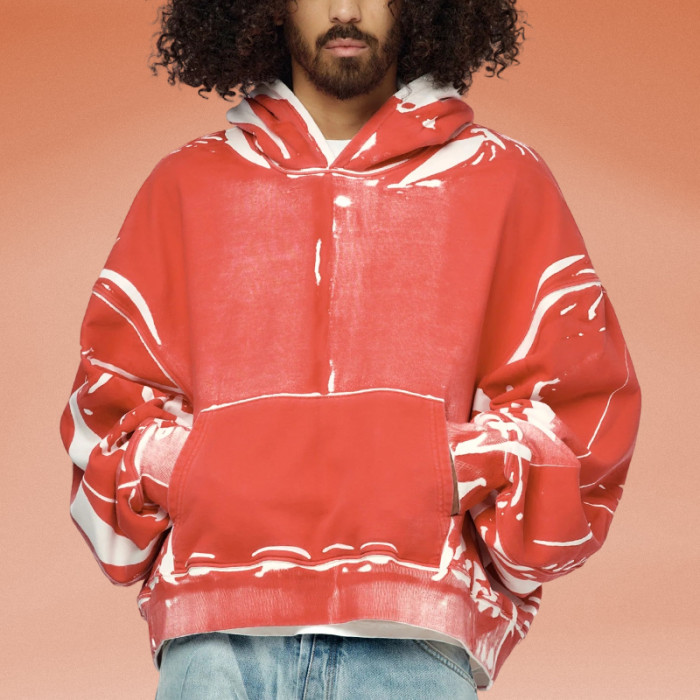 Chanjoye Cut and Sew Streetwear Custom Logos Drop Shoulder Hoodie Cotton Paint Hoodie Supplier