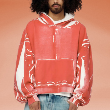 Chanjoye Cut and Sew Streetwear Custom Logos Drop Shoulder Hoodie Cotton Paint Hoodie Supplier