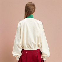 Chanjoye Cut and Sew Streetwear Custom Logos Drop Shoulder Sweatshirt Cotton Women Sweatshirt