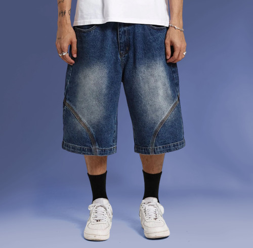 Chanjoye Oversized denim shorts - Vintage wash shorts - Breathable summer shorts