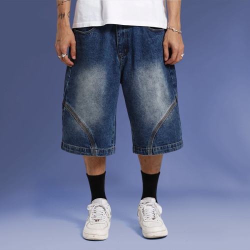 Chanjoye Oversized denim shorts - Vintage wash shorts - Breathable summer shorts