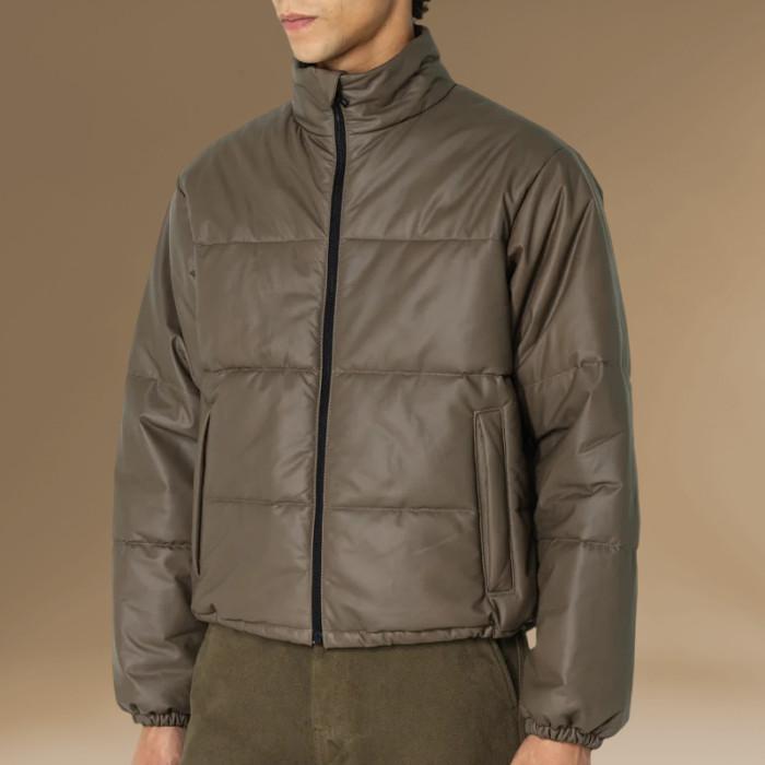 Chanjoye Custom Grid Thick Puffer Jacket | High Quality Cut Sew Padded Down Coat Winter