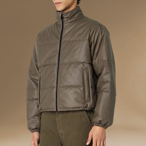 Chanjoye Custom Grid Thick Puffer Jacket | High Quality Cut Sew Padded Down Coat Winter