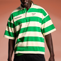 Chanjoye Wholesale Custom Logo | Striped Casual T-shirt | Embroidery Print Lapel T-shirts