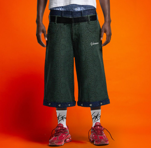 Chanjoye Jacquard  jeans | Mens fashion Jeans |  Retro baggy Shorts
