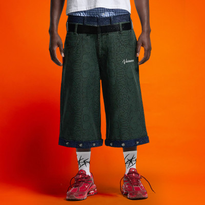 Chanjoye Jacquard  jeans | Mens fashion Jeans |  Retro baggy Shorts