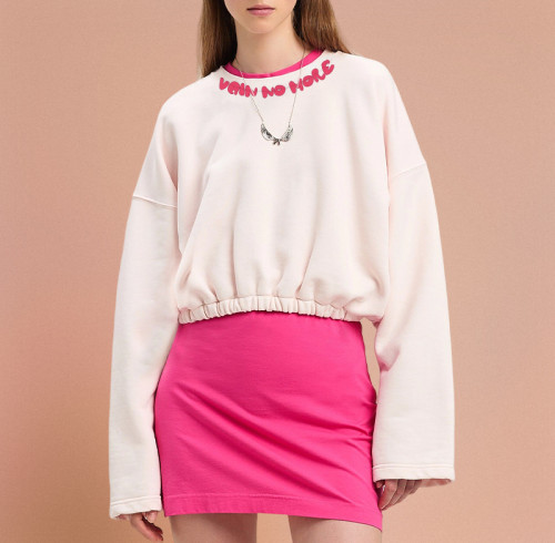 Chanjoye Cut and Sew Streetwear Custom Logos Drop Shoulder Sweatshirt Cotton Women Sweatshirt