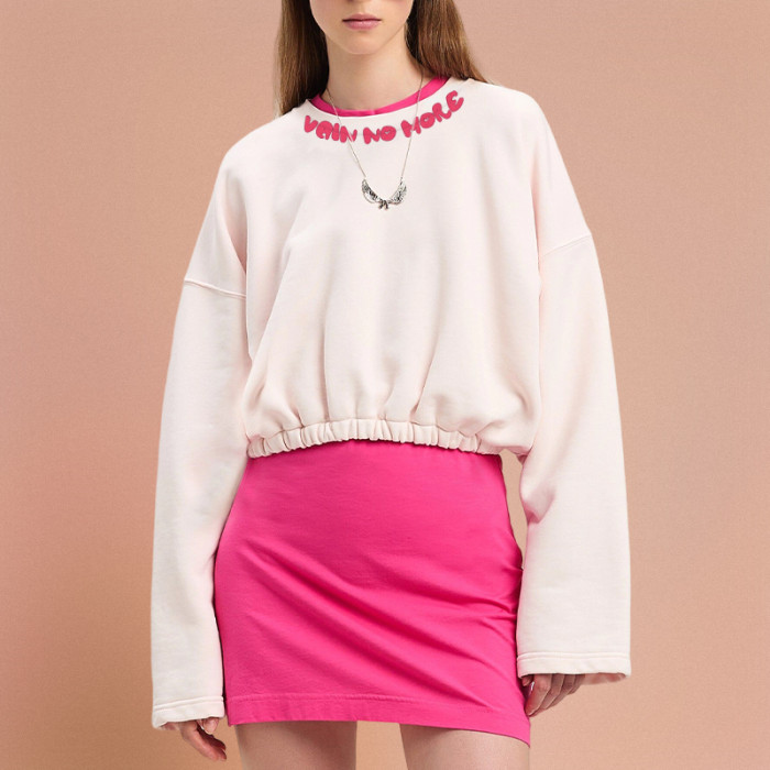 Chanjoye Cut and Sew Streetwear Custom Logos Drop Shoulder Sweatshirt Cotton Women Sweatshirt