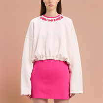 Chanjoye Cut and Sew Streetwear Custom Logos Drop Shoulder Sweatshirt Cotton Women Sweatshirt