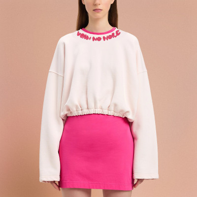 Chanjoye Cut and Sew Streetwear Custom Logos Drop Shoulder Sweatshirt Cotton Women Sweatshirt