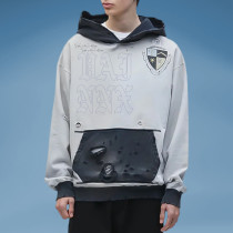 Chanjoye Digital Print logo Ripped Patch |  Vintage Heavyweight | Streetwear Men's Hoodie