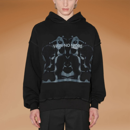 Chanjoye Thick Hoodie Custom Print logos Distressed Hoodie Cotton High Quality Hoodie Supplier