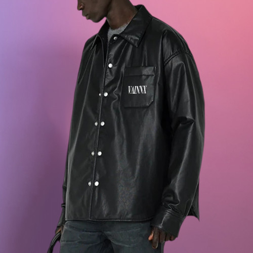 Chanjoye Custom Embroidery logo | Button - up Leather jacket | Jacket For Men