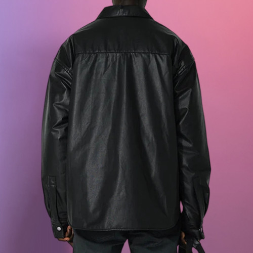 Chanjoye Custom Embroidery logo | Button - up Leather jacket | Jacket For Men
