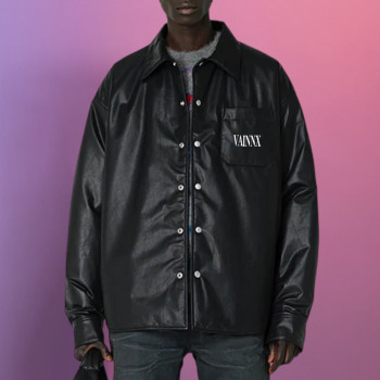 Chanjoye Custom Embroidery logo | Button - up Leather jacket | Jacket For Men