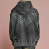Chanjoye Custom Rhinestone Logo | Broken Hole Patch | Acid Wash Streetwear Hoodie