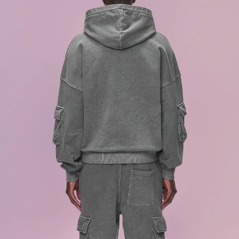 zip up cropped hoodie set