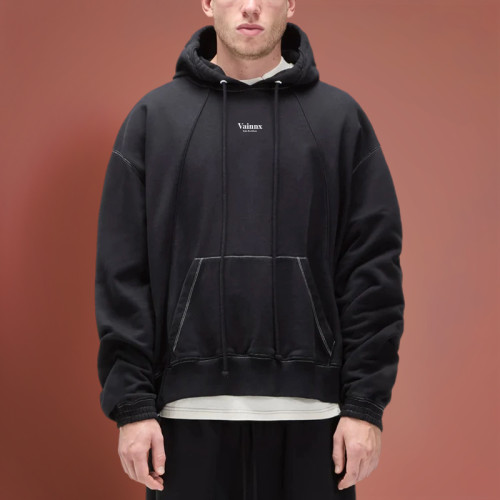 Chanjoye Cut and Sew Streetwear Custom Print Logos High Quality Hoodie Cotton Solid Color Hoodie