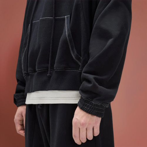 Chanjoye Cut and Sew Streetwear Custom Print Logos High Quality Hoodie Cotton Solid Color Hoodie
