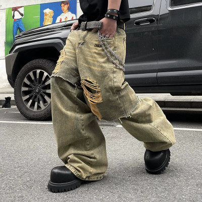 Custom Double-Layer Vintage Jeans | Mud Dyed Design Casual Baggy | Streetwear Supplier