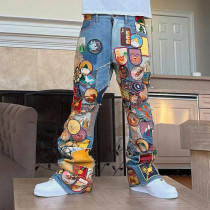 Custom 3D Embroidered Patch Logo Jeans | Vintage Baggy Straight-leg Pants | Streetwear Jeans